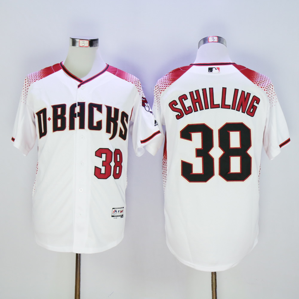 Men Arizona Diamondback 38 Schilling White MLB Jerseys